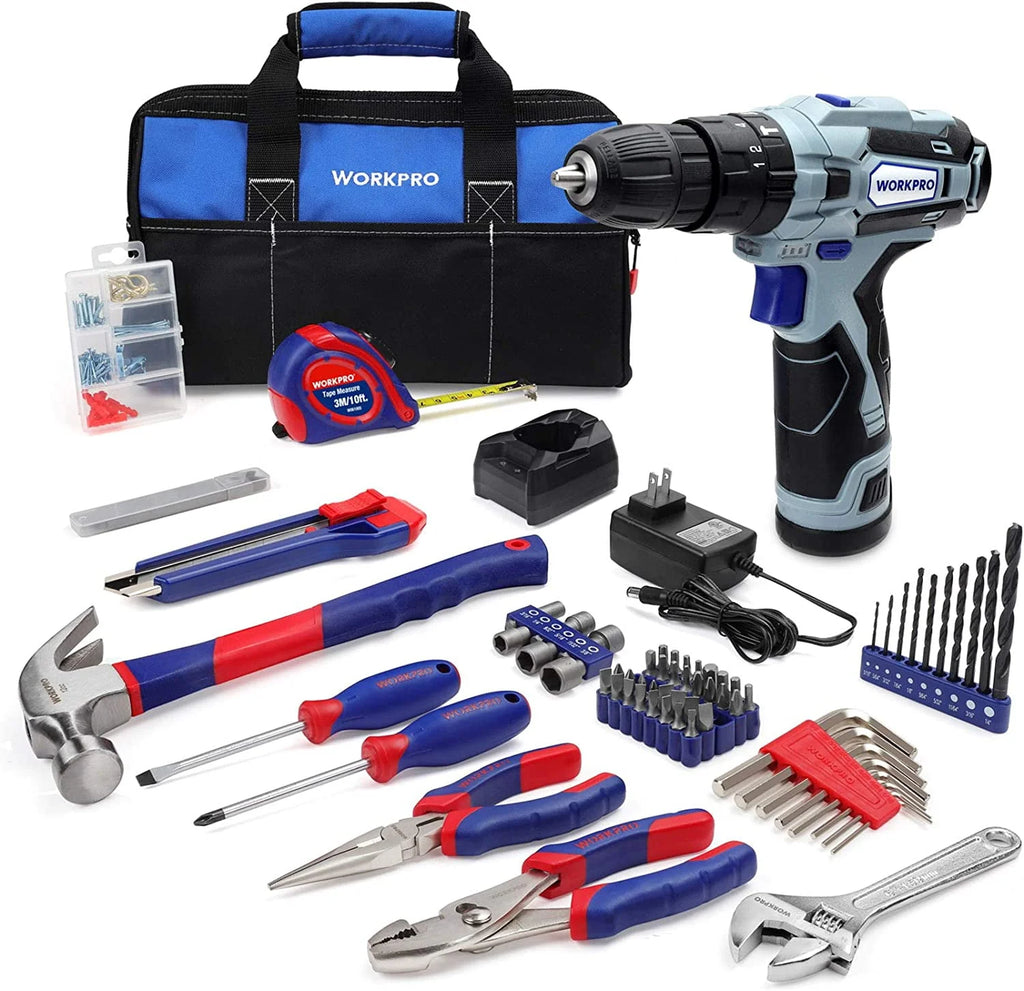 12V Cordless Drill 177 Pieces Combo Kit with Storage Bag and Lithium-Ion Battery & Charger D80661