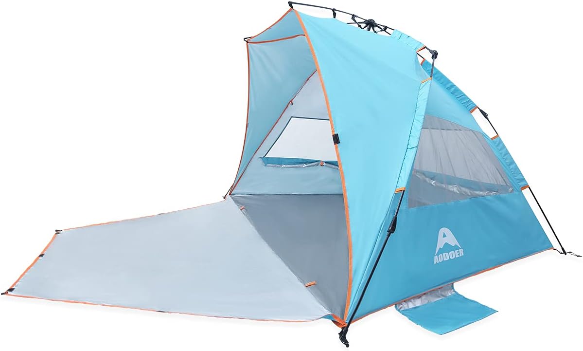 4 Person Portable Windproof UPF50+ Beach Tent with Carrying Bag P409