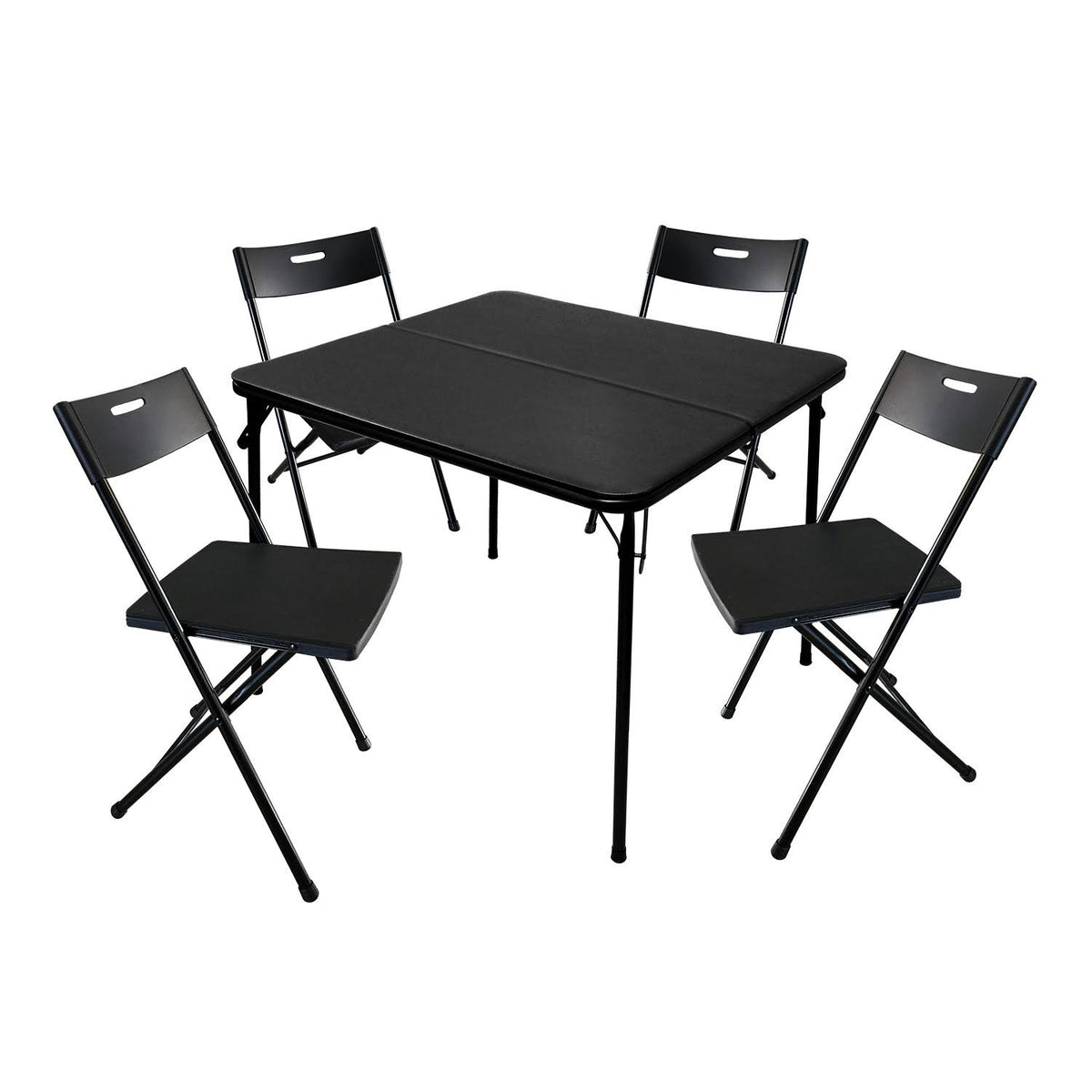 5 Piece Black Folding Card Table and 4 Chairs Furniture Set P781