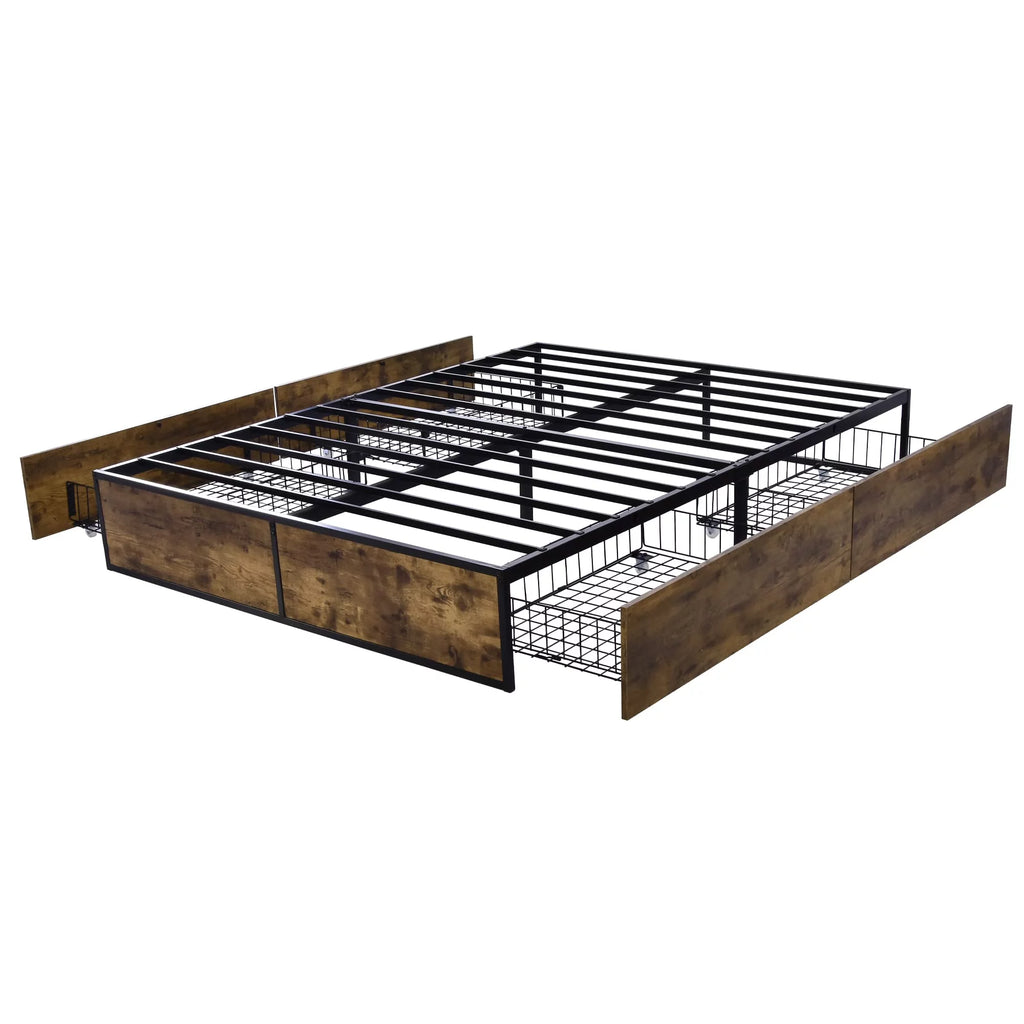 Queen Platform Bed with 4 XL Drawers T63197