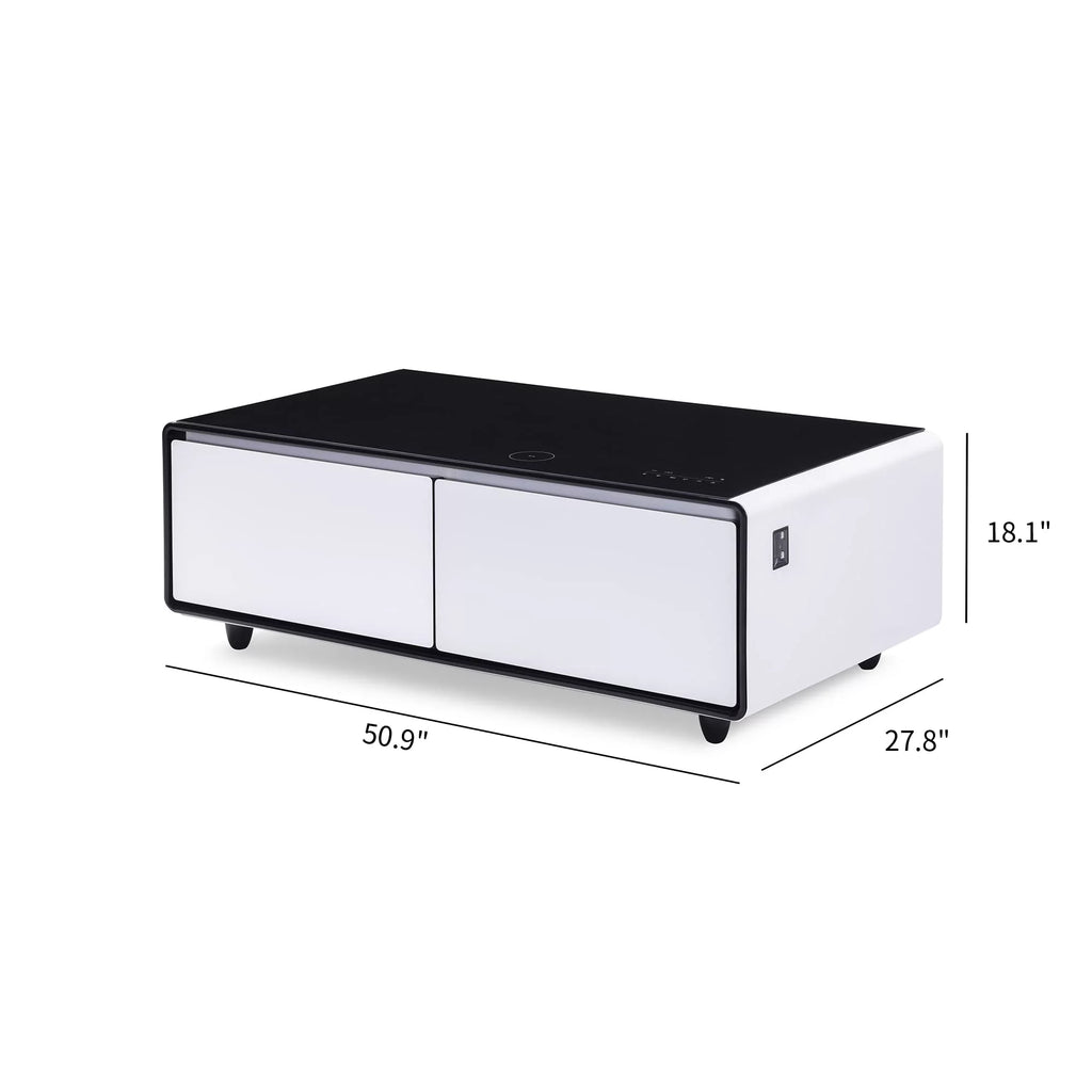 Smart Coffee Table with Fridge and Bluetooth Speaker M1418