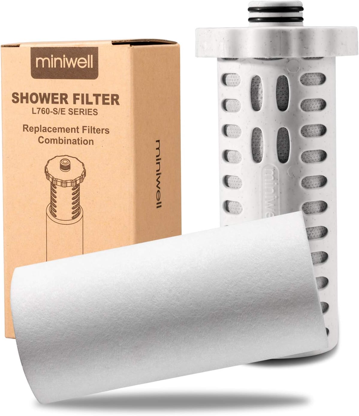 White Shower Head Filter with Replaceable Cartridges M678891