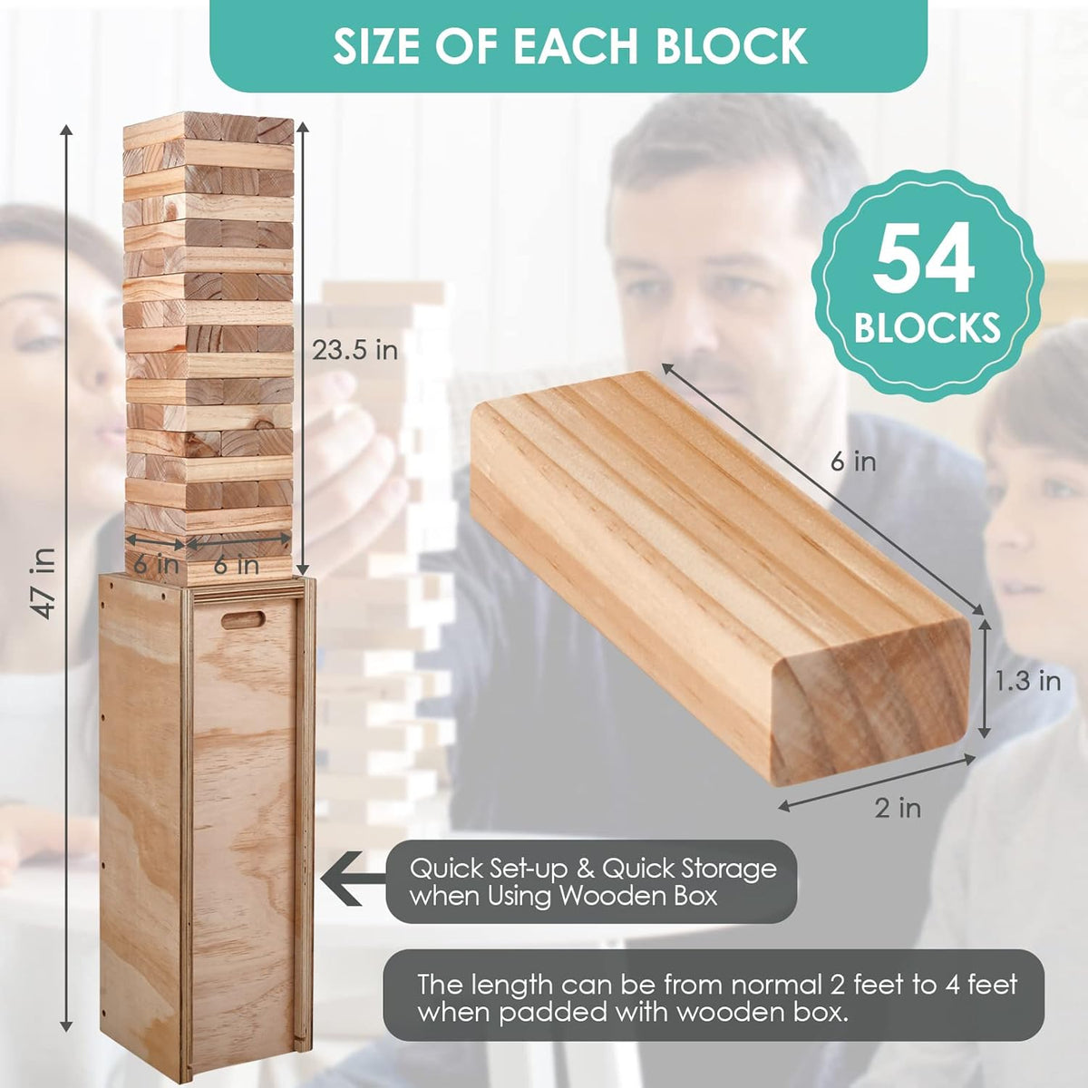 Giant Stacking Game Wooden Tower Game Set with Carrying Bag C3016