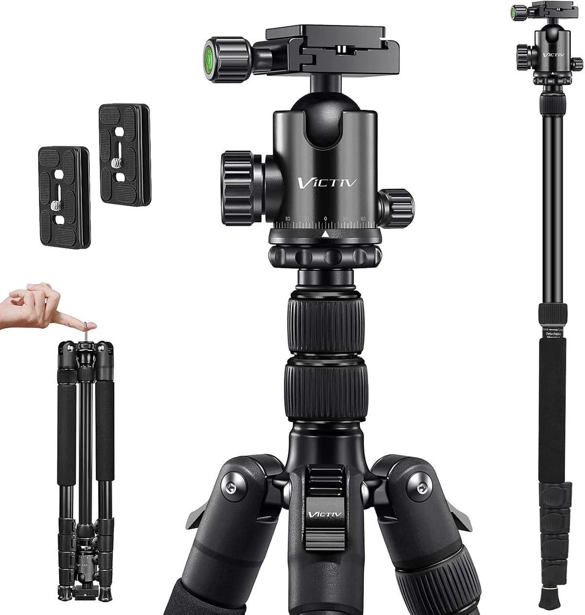 Compact Aluminum Camera Tripod with 360 Degree Ball Head J515