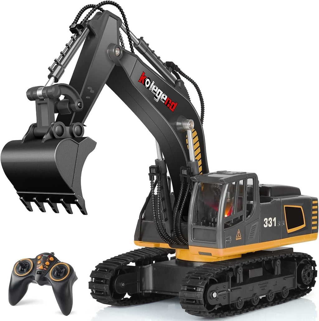 Remote Control Excavator Toy Truck 1/18 Scale RC Construction Vehicle Black Q27258