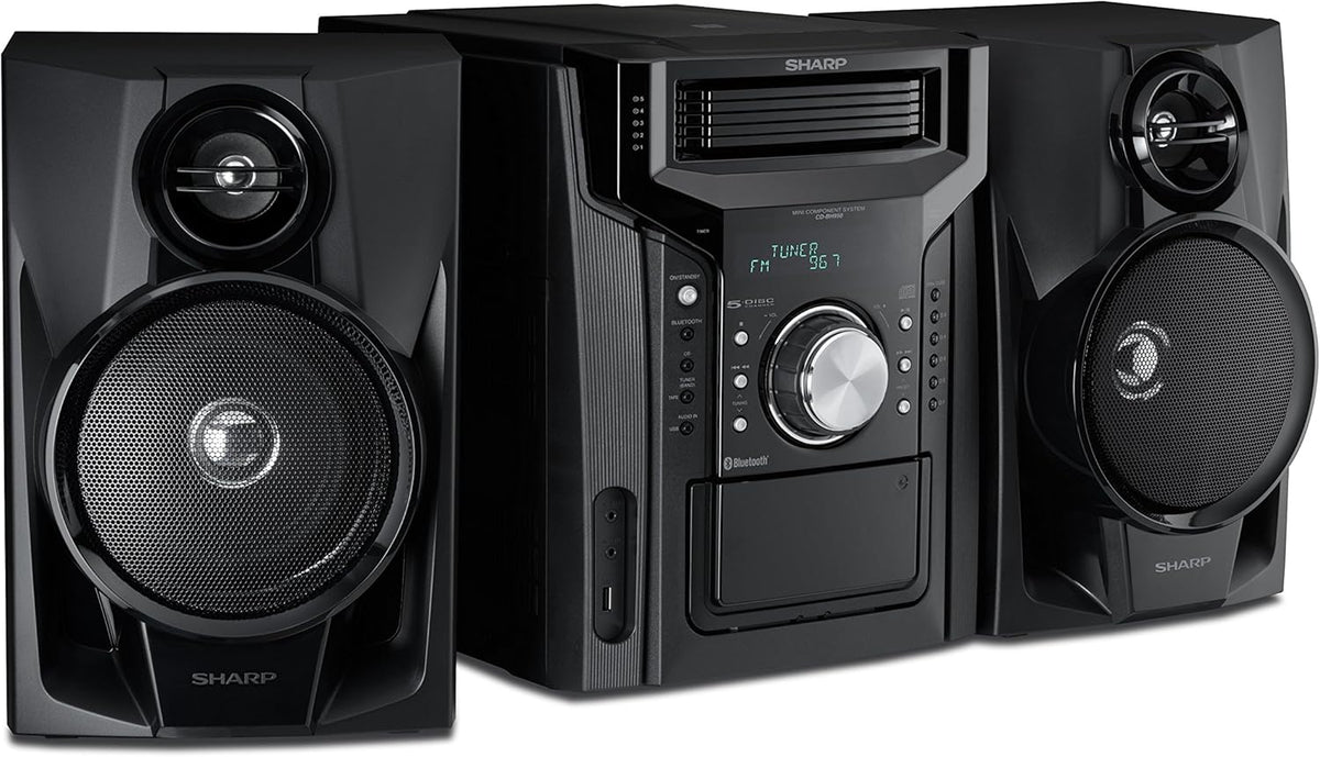 240W 5-Disc Mini Shelf Speaker System with Cassette and Bluetooth L41402