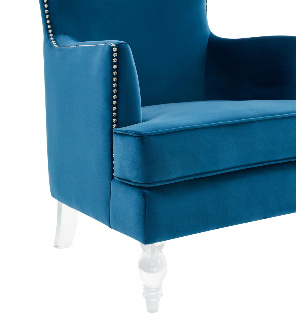 Navy Velvet Wingback Chair T928