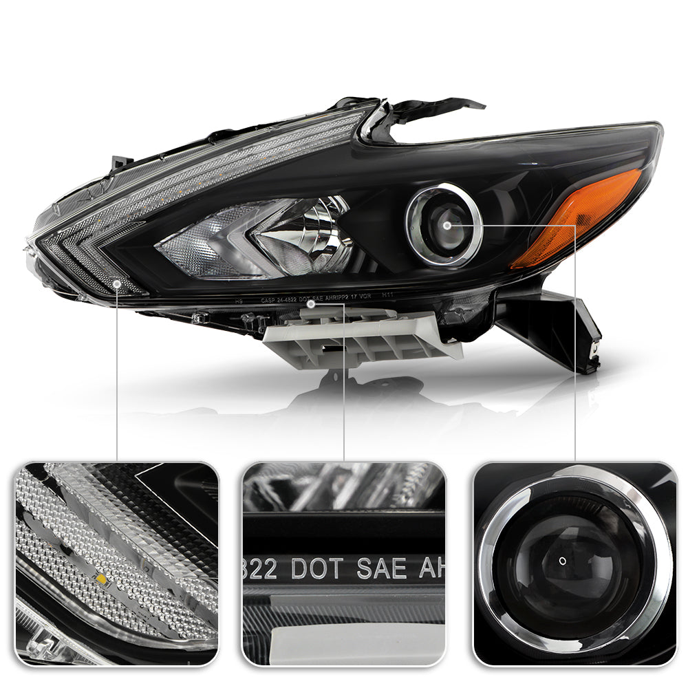 Black LED SwitchBack Tube Projector Headlights Q1154