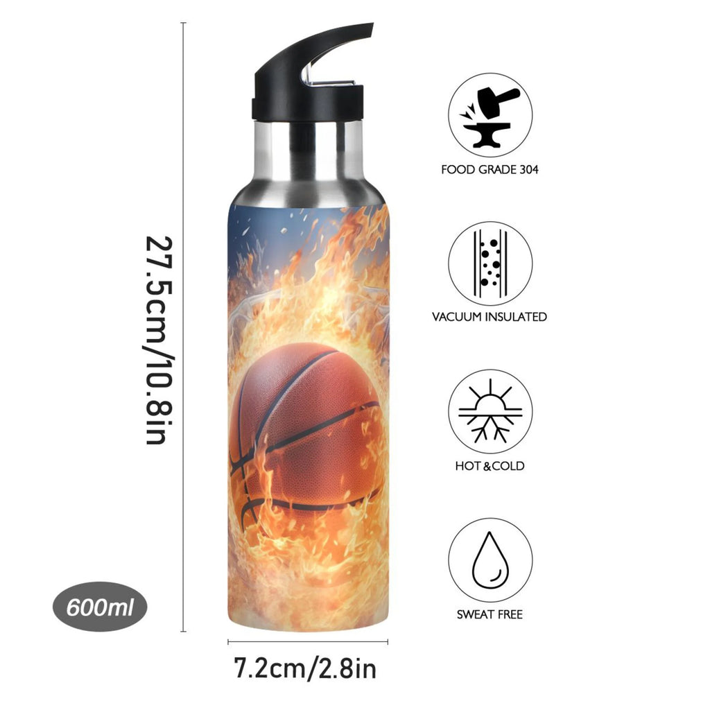 Stainless Steel Insulated Thermos Vacuum Flask Water Bottle with Straw Lid P9804