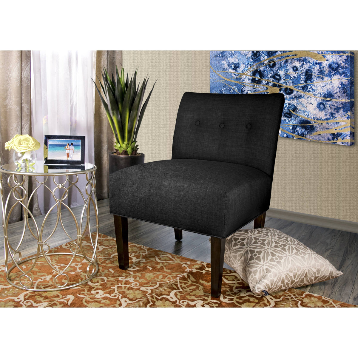 Grey Button Tufted Accent Chair L2000