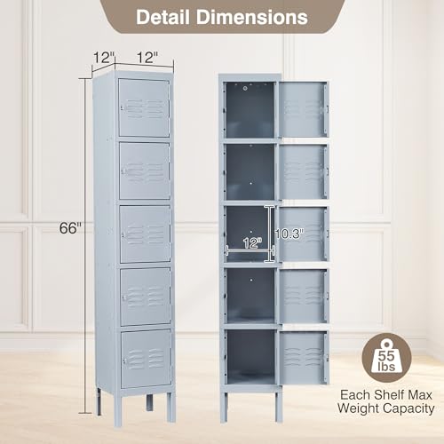 66" Tall Steel Storage Locker with 3 Doors H4629