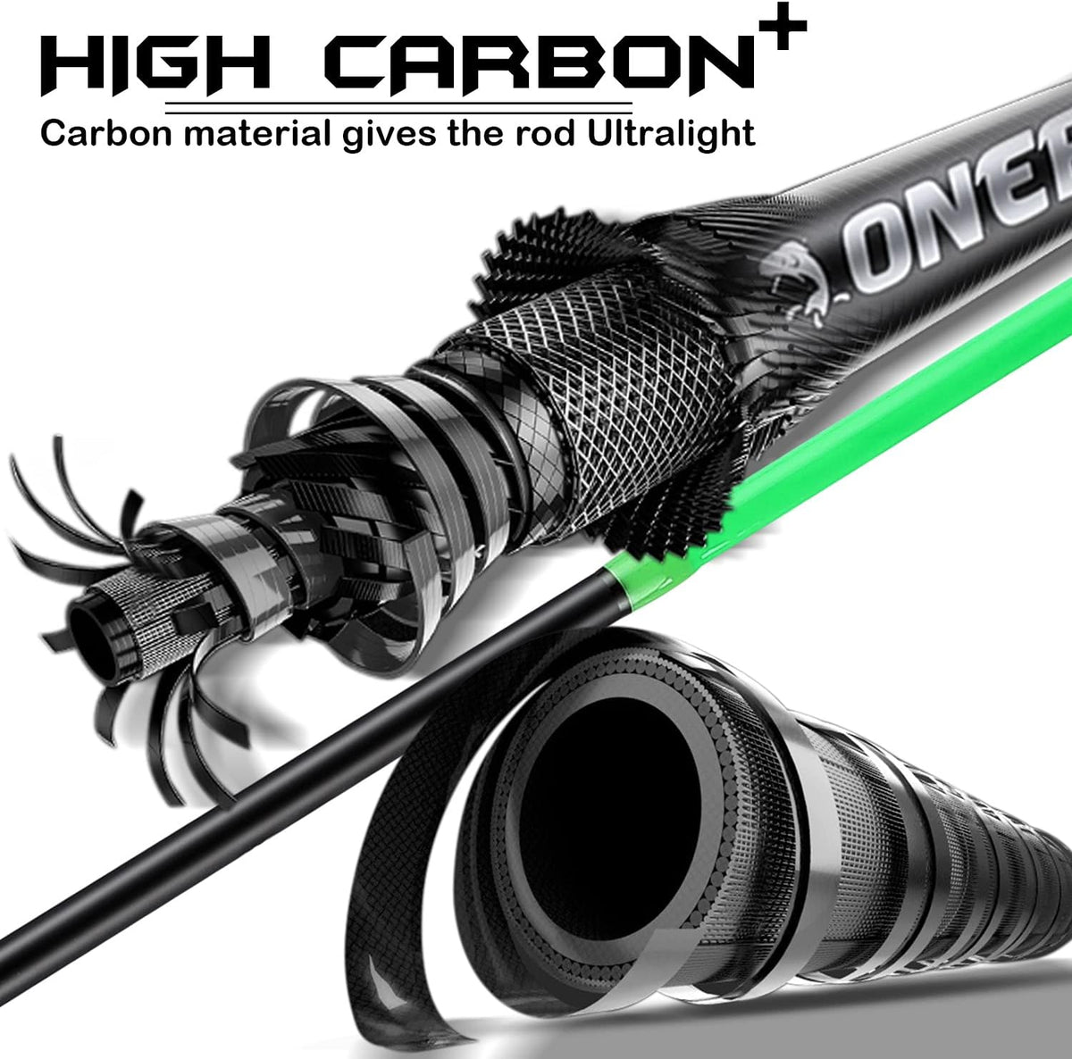 Medium Fast Baitcasting Fishing Rod and Reel Combo, 24-Ton Carbon Fiber 2 Pieces V27600
