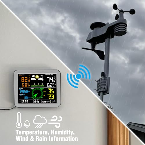 Wireless 7-in-1 Indoor Outdoor Weather Station with Rain Gauge H799618