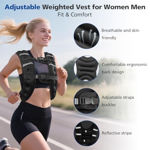 Weighted Vest with Reflective Stripe, Size Adjustable J25759