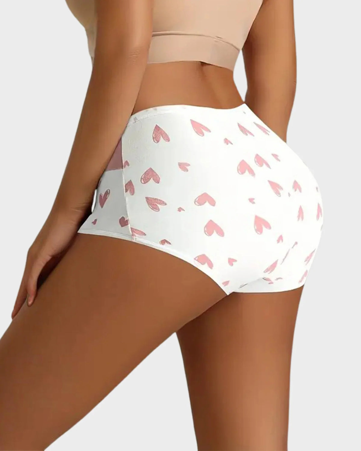 Cotton Heart Print High-Waist Panties 6 Pack O331