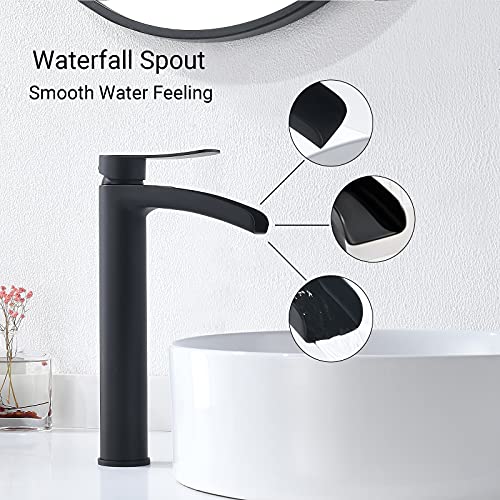 Brushed Gold Single Handle Waterfall Vessel Sink Faucet with Pop Up Drain V545