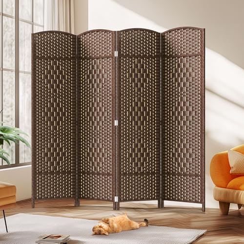 4 Panel 6 ft. Tall Grey Rattan Room Divider B318