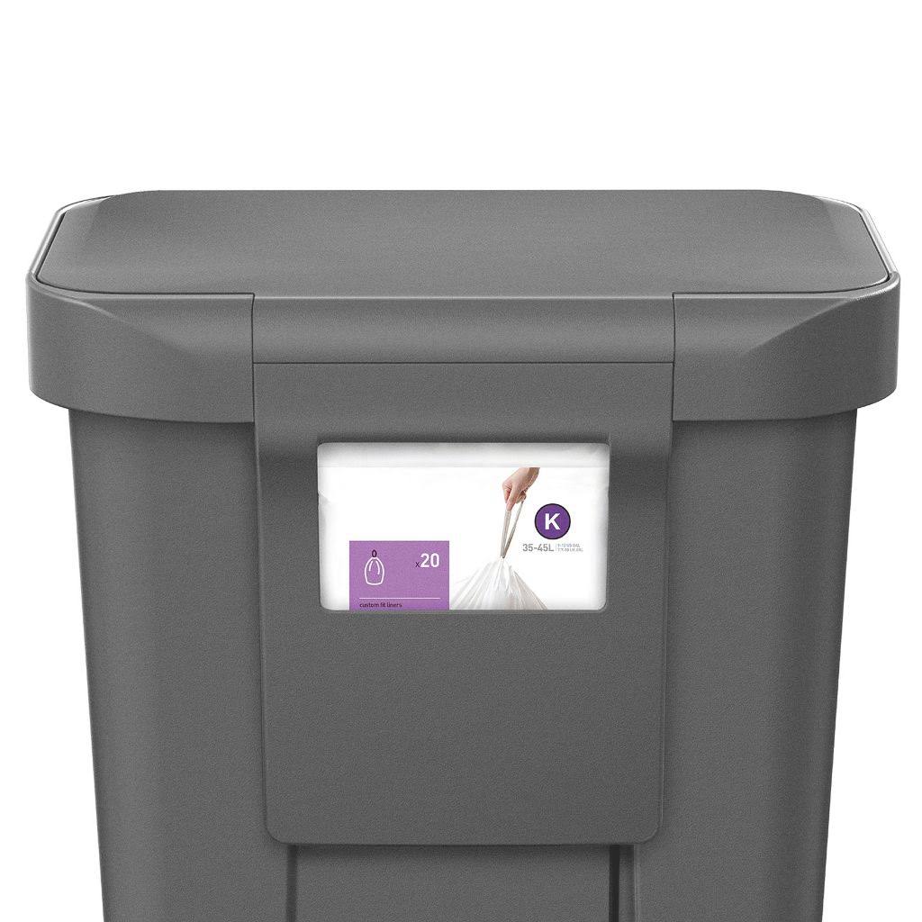Gray 11.9 Gal Rectangular Plastic Steel Trash Can with Flip Lid and Foot Pedal C4419