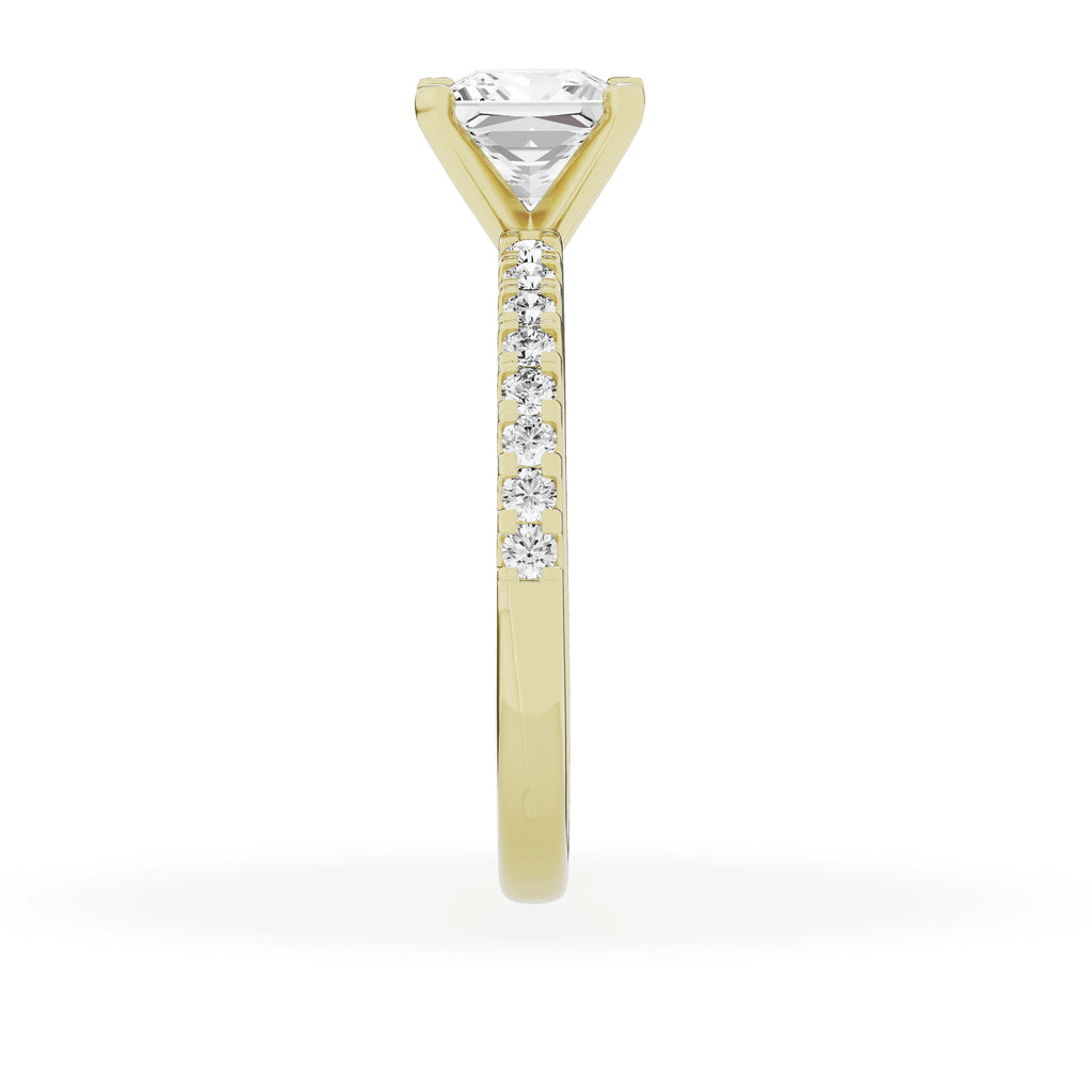 14K Yellow Gold Diamond Solitaire Princess Engagement Ring O956