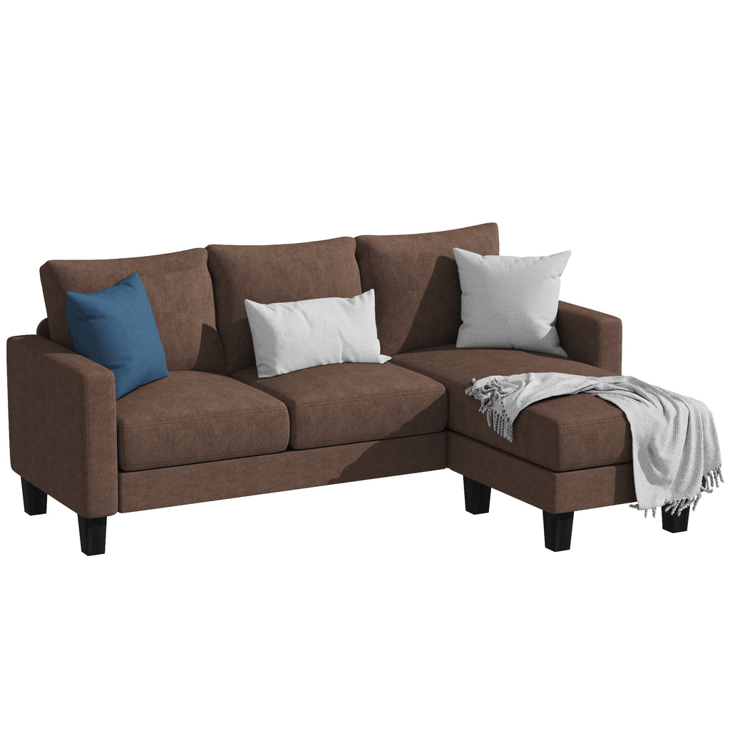 Convertible Sectional Sofa, L-Shaped 3-Seat Sofa with Reversible Chaise, Dark Gray V818583
