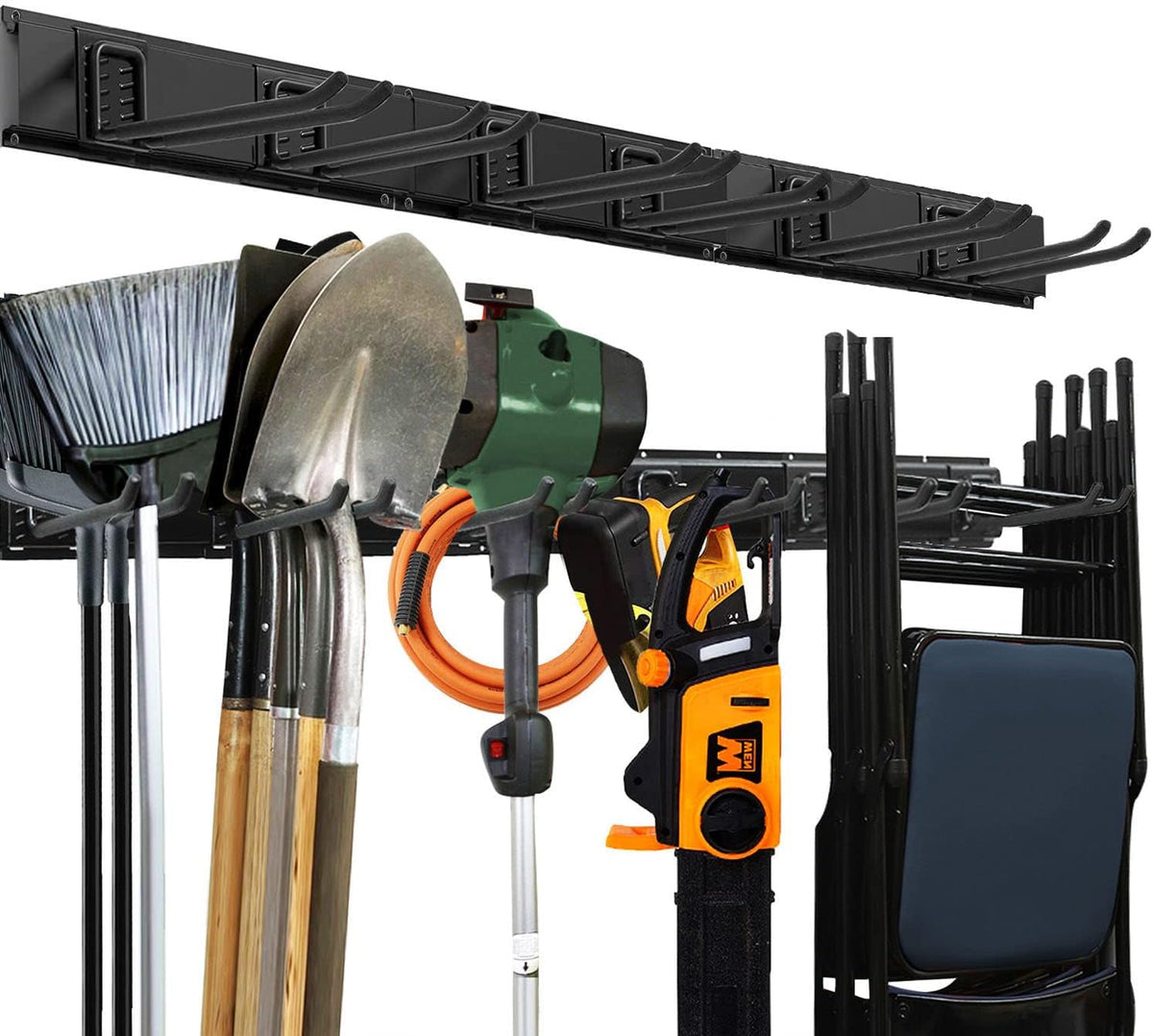 Heavy Duty Garage Wall Storage Organizer Rack with 6 Adjustable Hooks, Pack of 2 X63068
