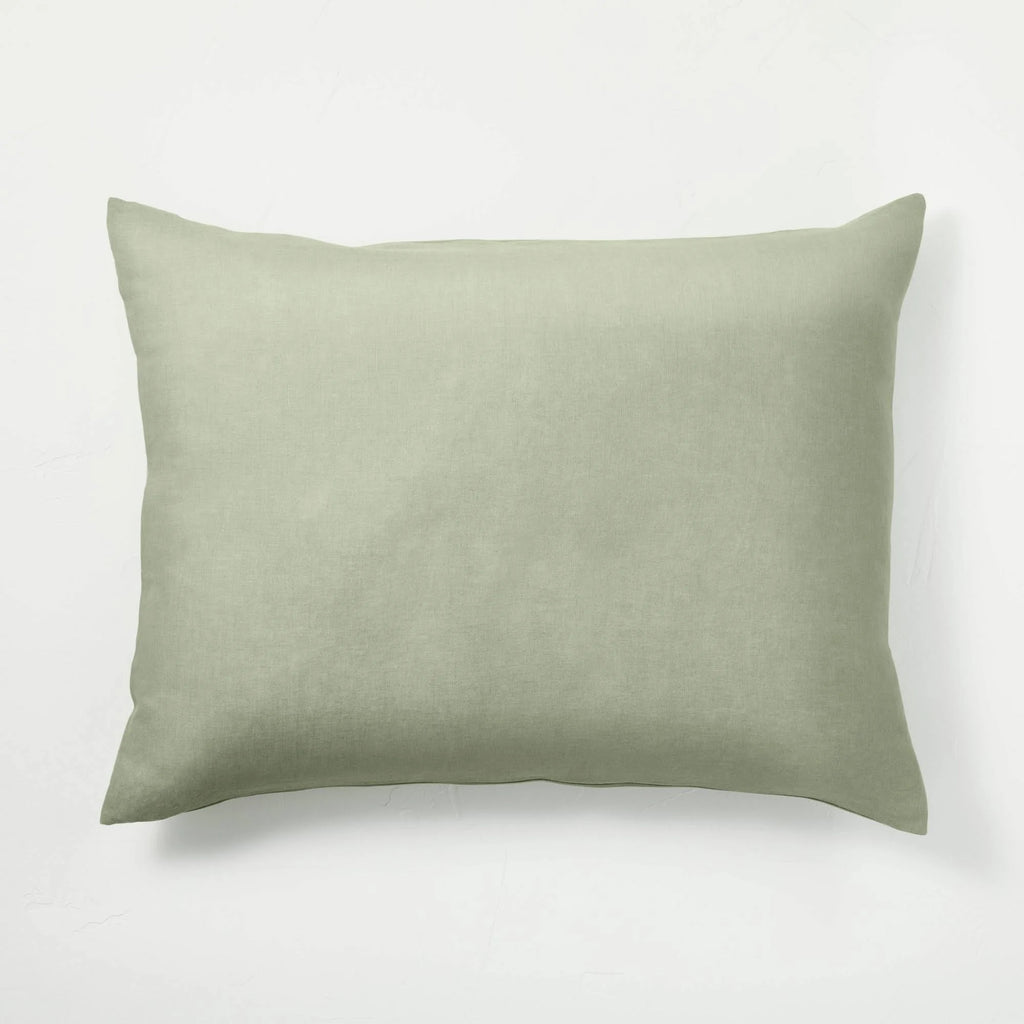 Sage Green Linen Duvet and Sham Set T9422