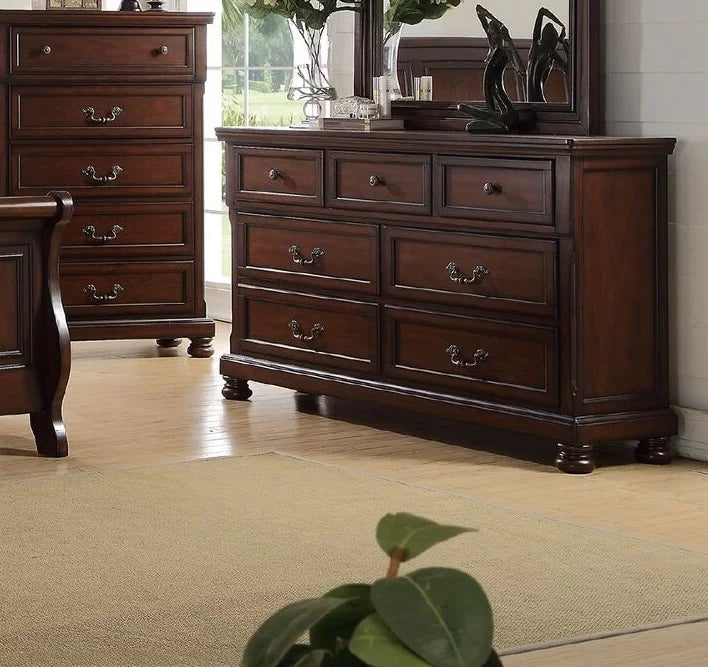 Cherry Veneer 6pc Cal King Size Bedroom Furniture Set G434