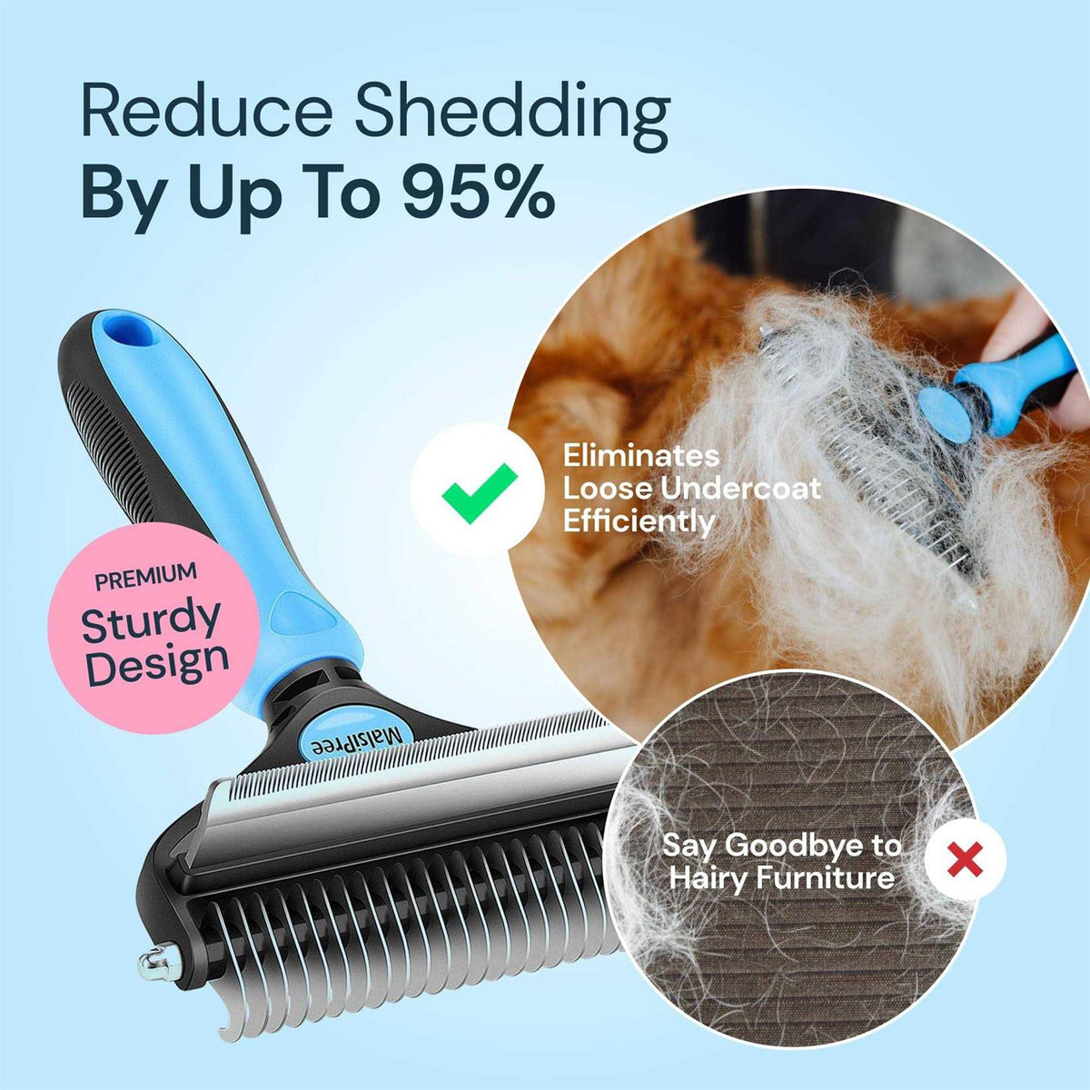 2 in 1 Deshedding Tool and Undercoat Rake Y6449