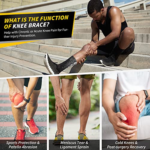2 Pack Knee Compression Sleeves with Side Stabilizers & Patella Gel Pad V4843