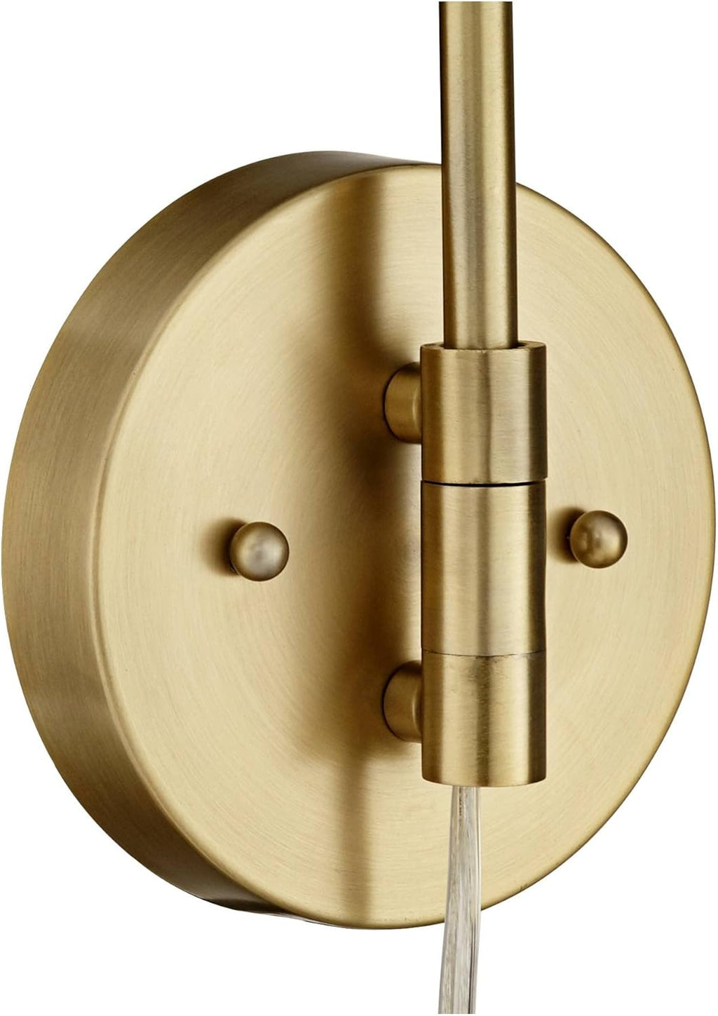 Swing Arm Wall Lamps Set of 2 Brushed Brass Metal Plug-in Light Fixture Cylinder Shade V17335