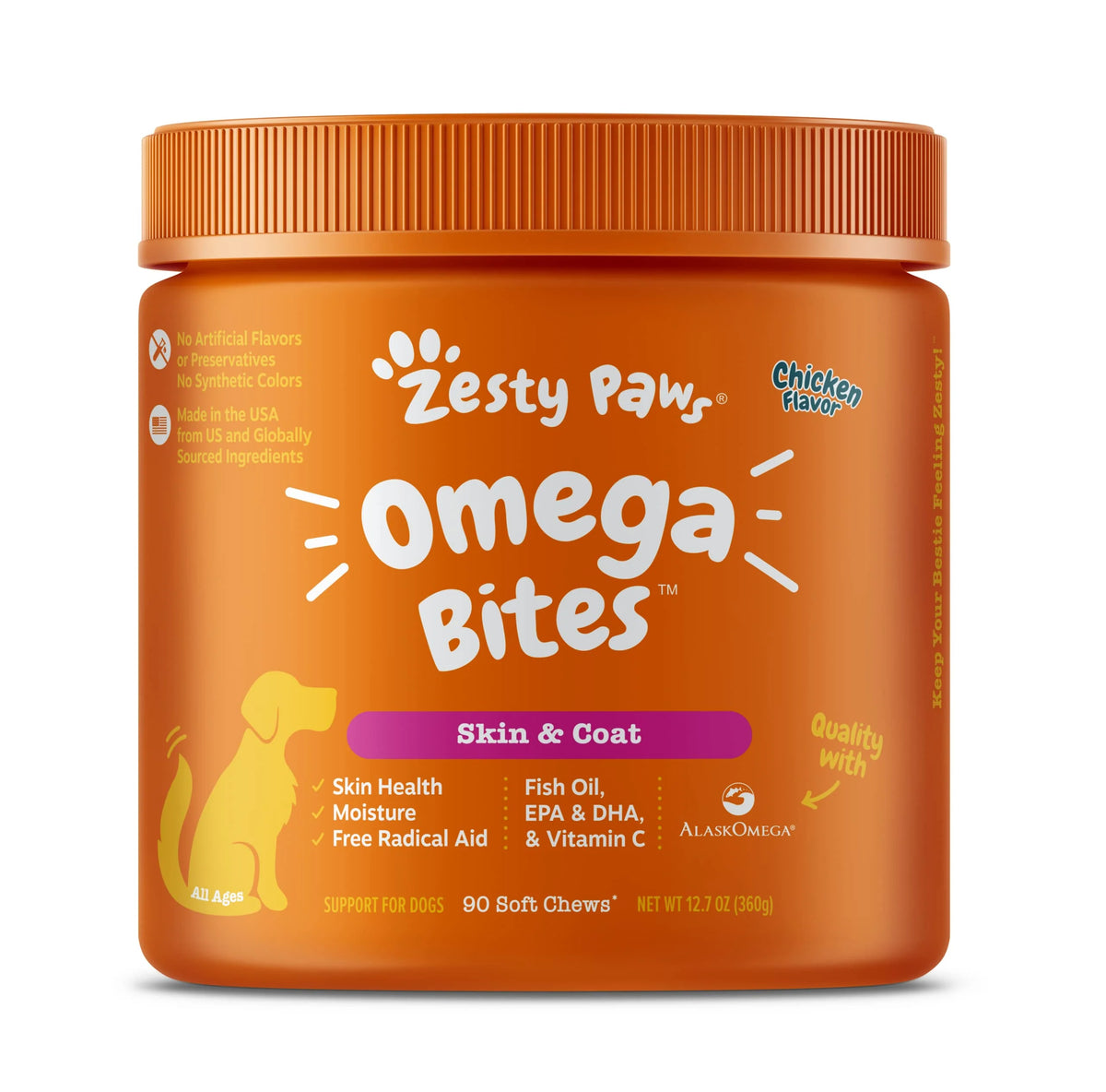 Omega 3 Fish Oil Chew Treats for Dogs Chicken Flavor 90 Soft Chews I674