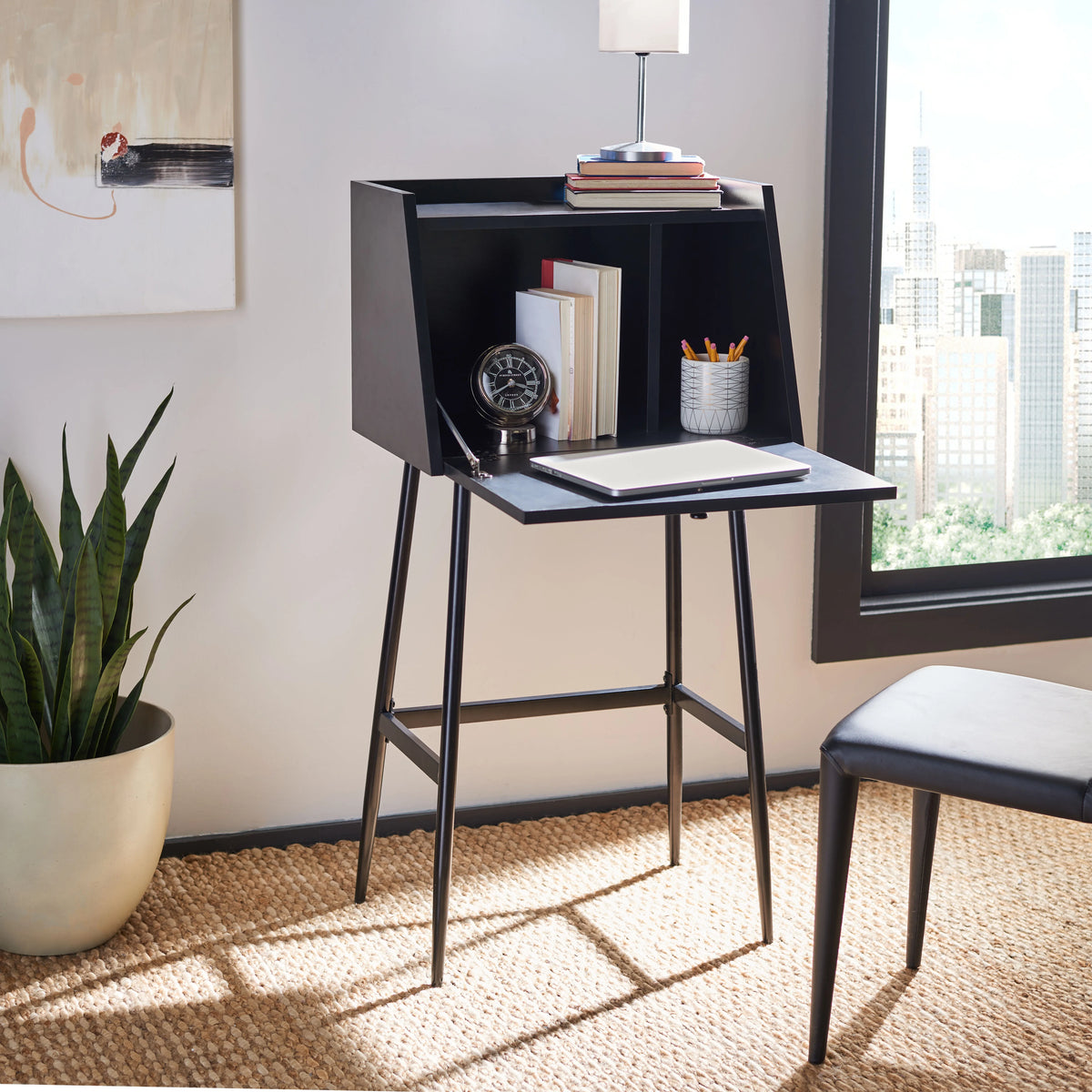 Black Modern Secretary Writing Desk P418907