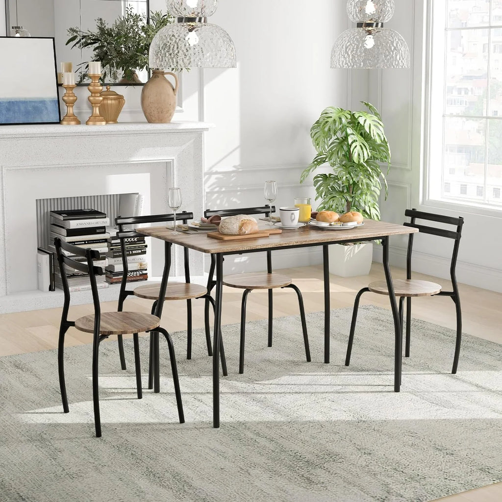 5-Piece Modern Dining Table Set with 4 Chairs G80631