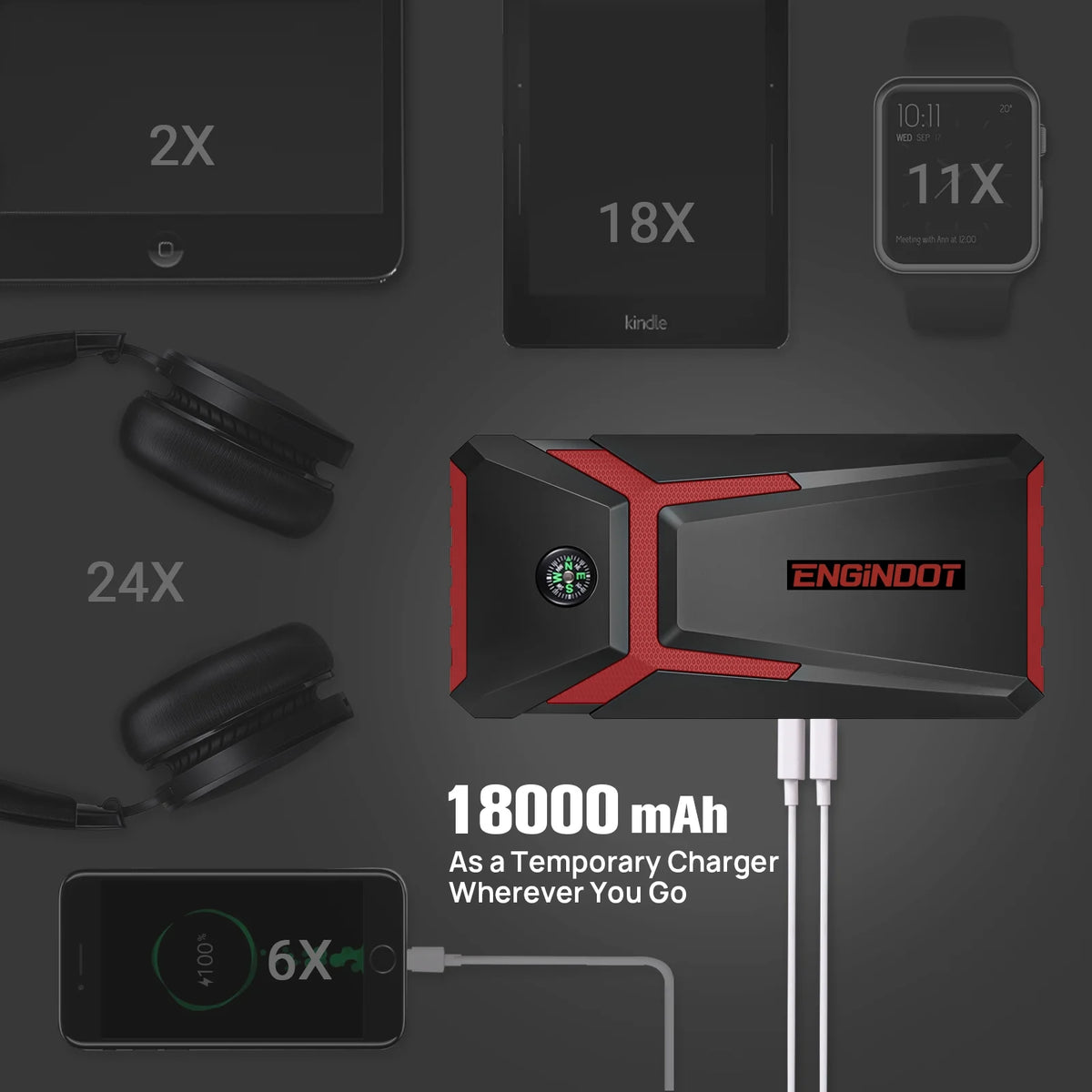 800A Peak 18000mAh 12V Jump Starter with LCD Screen L415