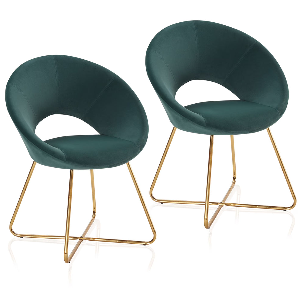 Set of 2 Velvet Accent Chair with Golden Metal Base U112503