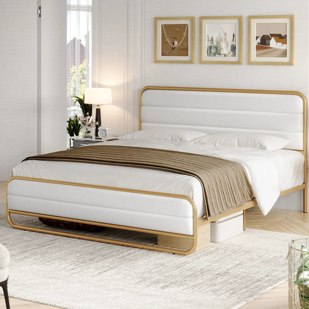 Full PU Leather Upholstered Platform Bed Frame C9370