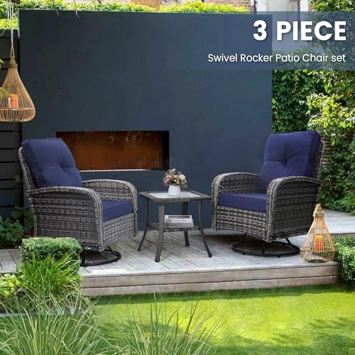 3 Piece Rattan Wicker Bistro Set with Glass Top Table R695