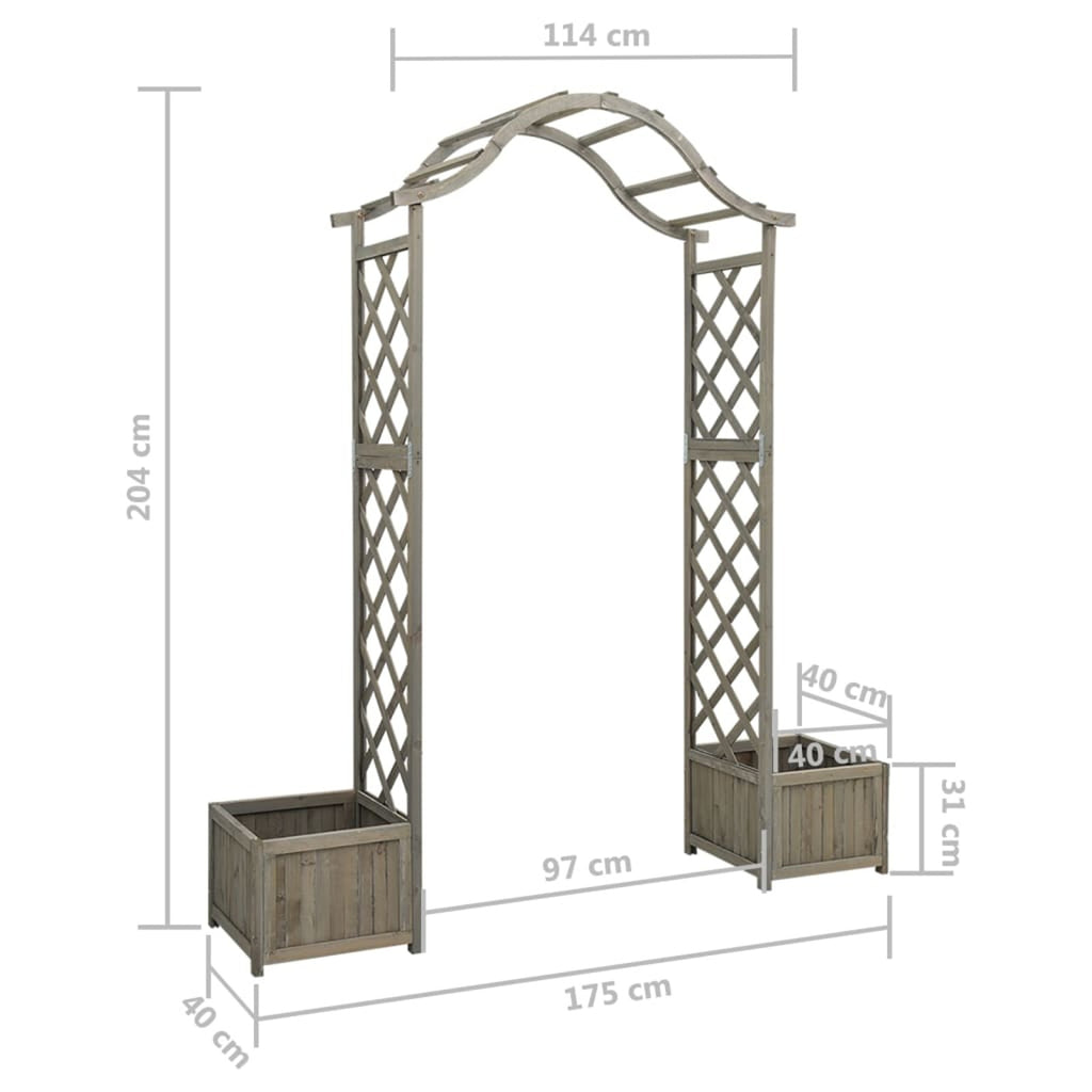 Gray Solid Firwood Garden Pergola with Planter U2943