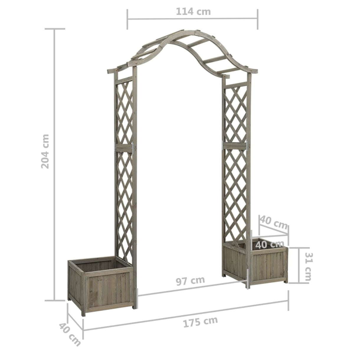 Gray Solid Firwood Garden Pergola with Planter U2943