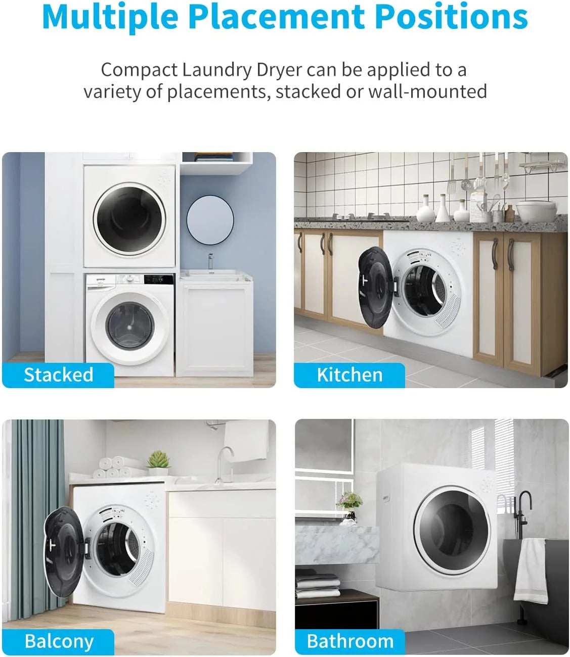 White 13lbs Portable Clothes Dryer with Stainless Steel Tub M1619
