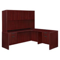 71 in. Double Pedestal Corner Credenza with Return & Hutch, Mahogany F29053
