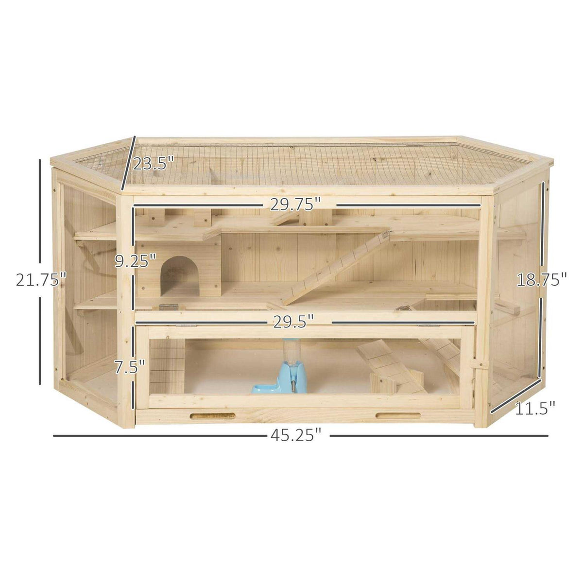 3 Tier Wooden Hamster Cage Small Animal House with Slide O42633