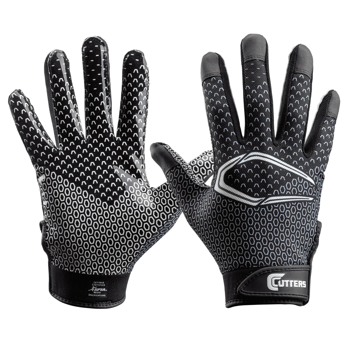 Football Receiver Glove with Silicone Grip, Adult S/M, Black G876655