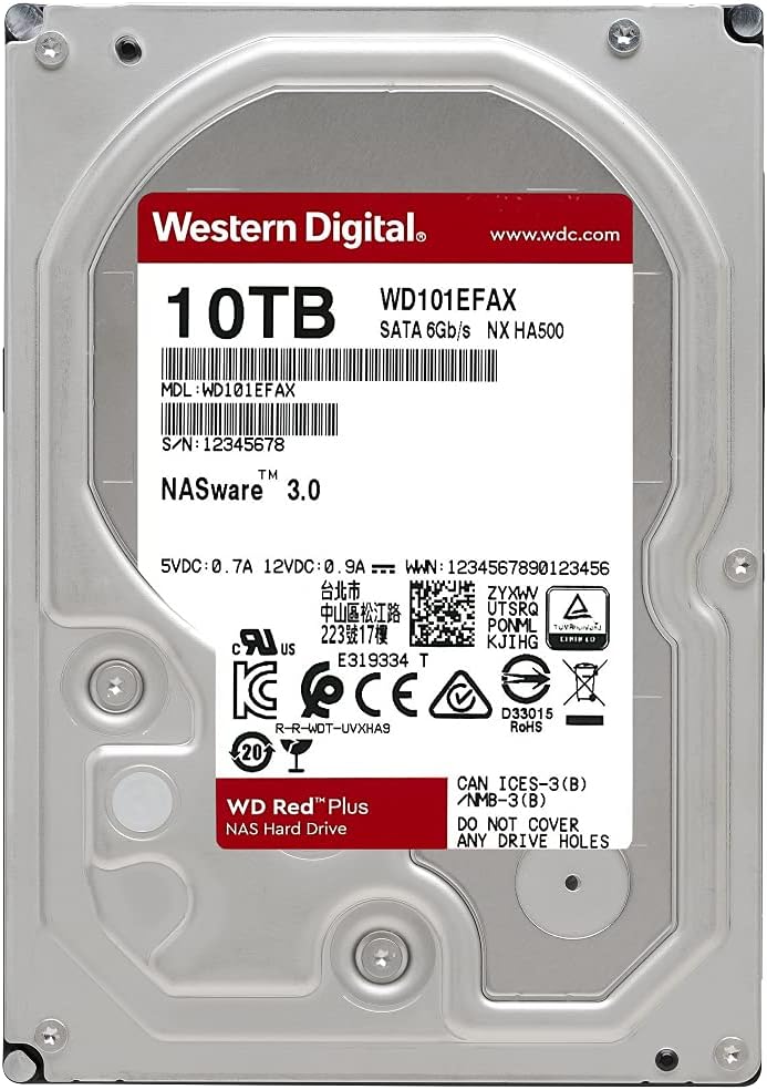 8TB WD Red Plus NAS Internal Hard Drive HDD - 5400 RPM, SATA 6 Gb/s, CMR, 256 MB Cache, 3.5 B8600