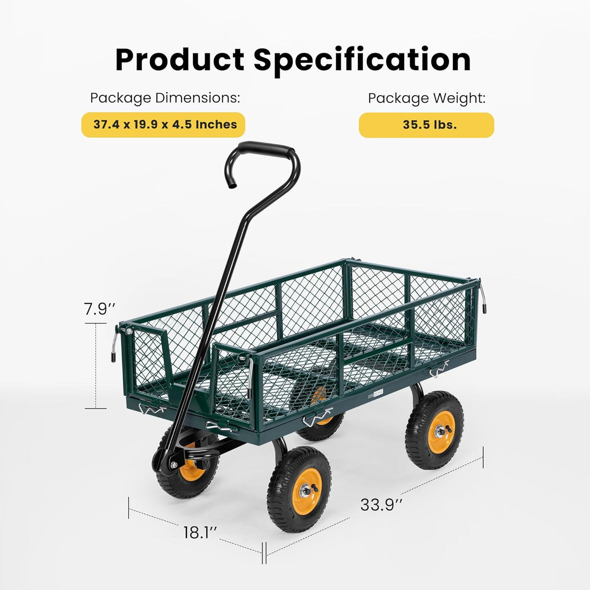 Heavy Duty Mesh Steel Garden Cart with Removable Sides L93285