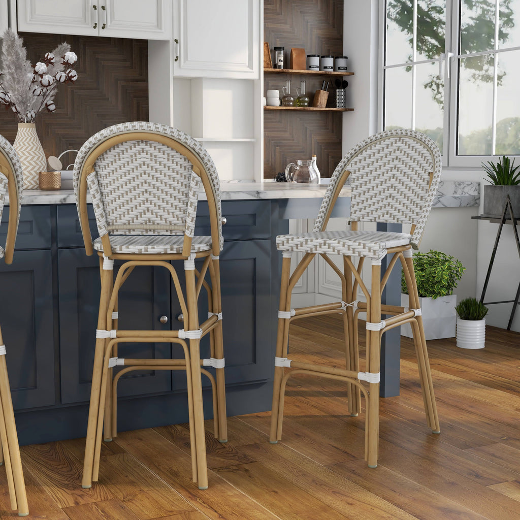 Natural Tone Patio Bar Chairs Set of 2 B6999