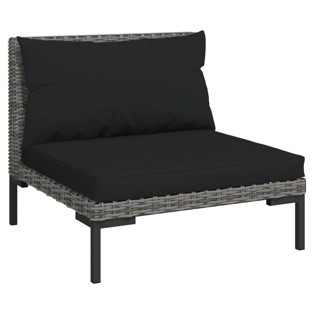 9 Piece Poly Rattan Patio Set with Cushions Dark Gray F4314