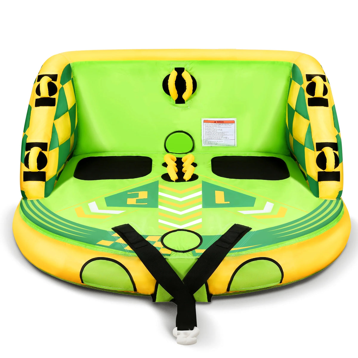 Green Inflatable Towable Tube with Foam Seats & Handles X710