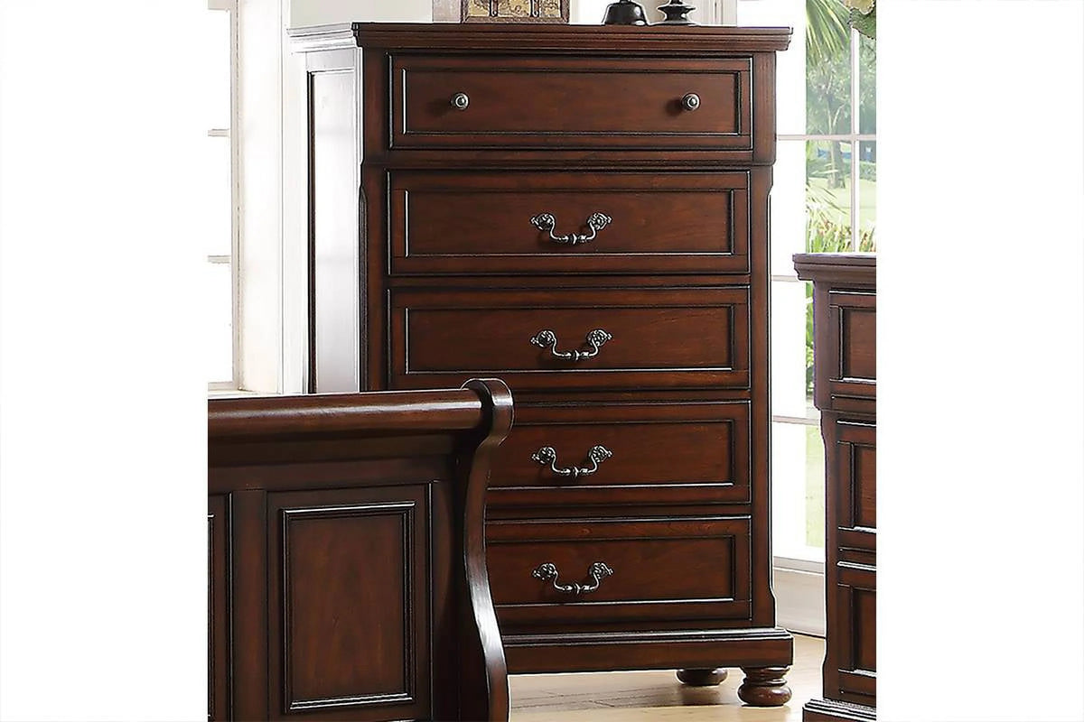 Cherry Veneer 6pc Cal King Size Bedroom Furniture Set G434