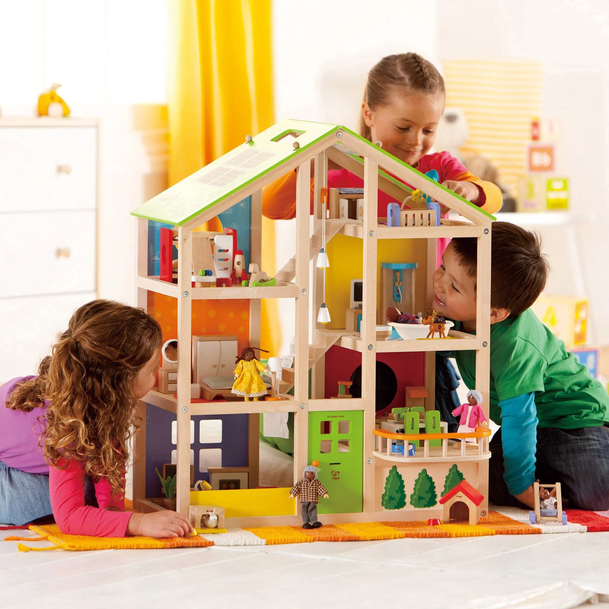 Wooden Furnished Dollhouse Playset A314